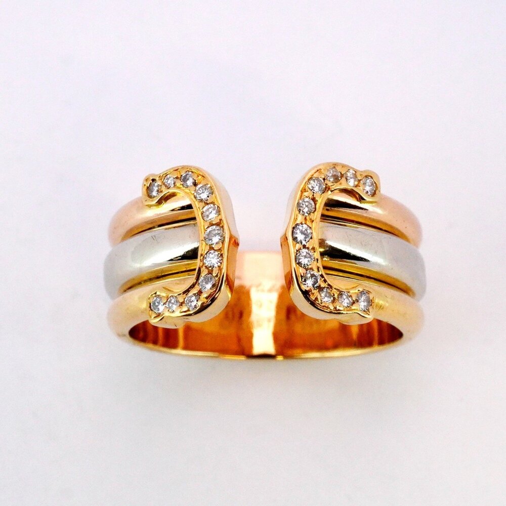 Cartier 2C Ring in 18K Yellow Gold (K18YG), White (K18WG), and Pink with Diam... - Picture 2 of 7